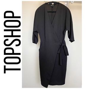 Topshop wrap mini black dress